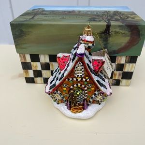 Mackenzie Childs Gingerbread House Glass Ornament NIB / RETIRED!!!